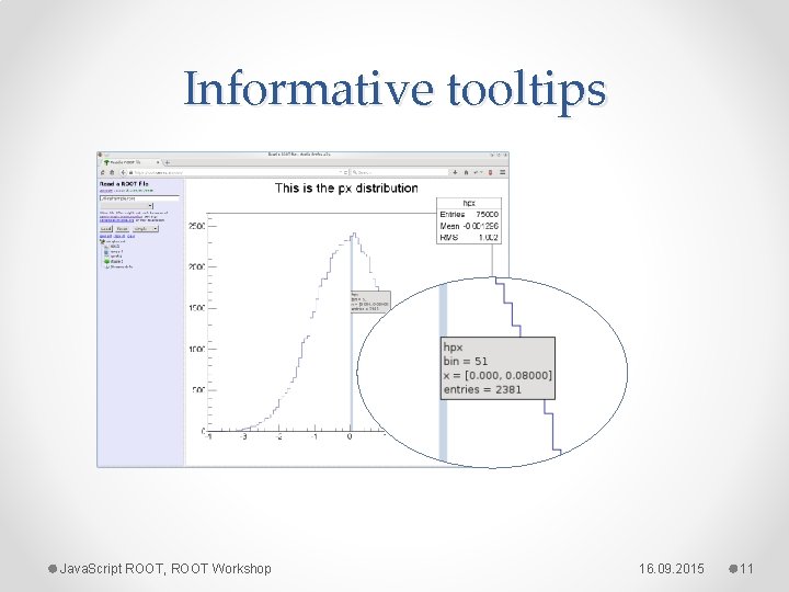 Informative tooltips Java. Script ROOT, ROOT Workshop 16. 09. 2015 11 