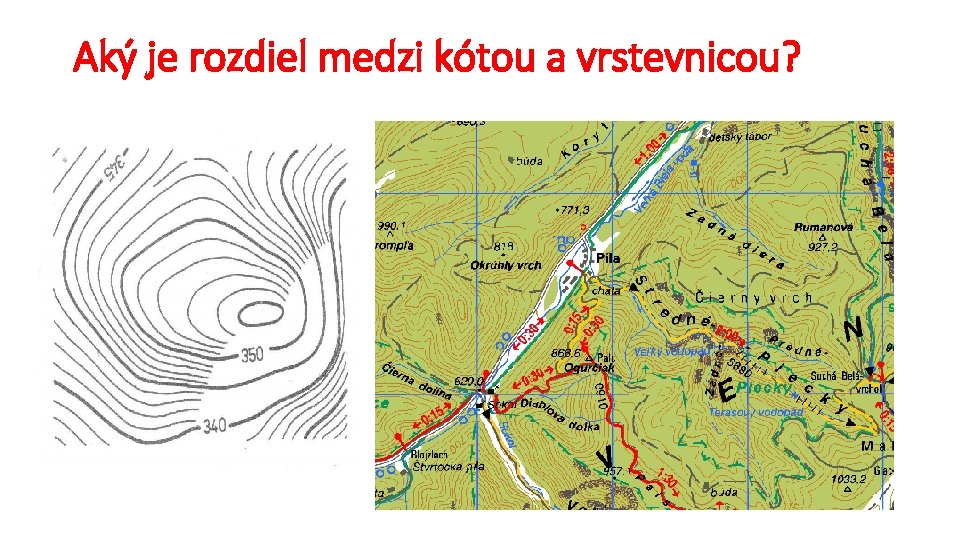 Aký je rozdiel medzi kótou a vrstevnicou? 