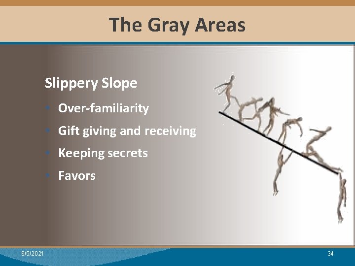 The Gray Areas Module I: Research Slippery Slope • Over-familiarity • Gift giving and