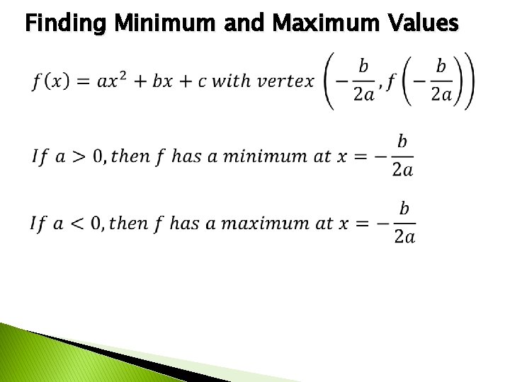 Finding Minimum and Maximum Values 