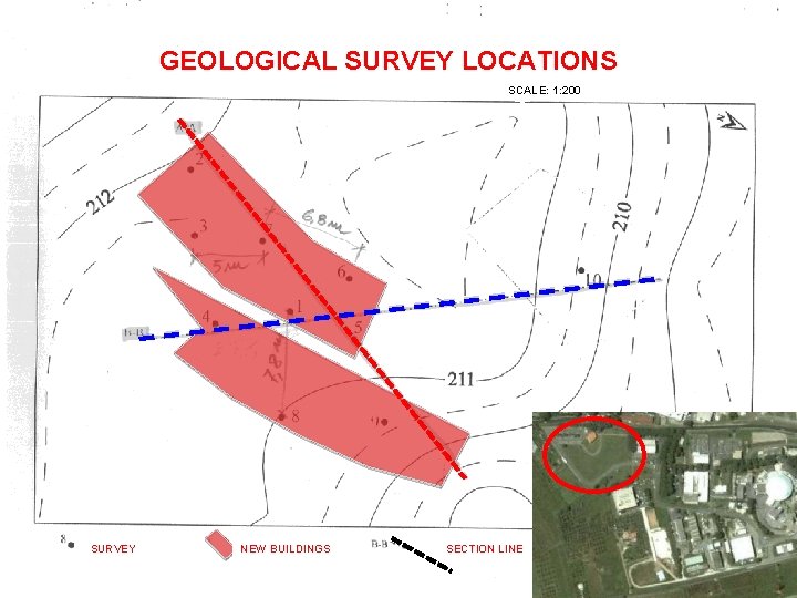 GEOLOGICAL SURVEY LOCATIONS SCALE: 1: 200 SURVEY NEW BUILDINGS SECTION LINE 