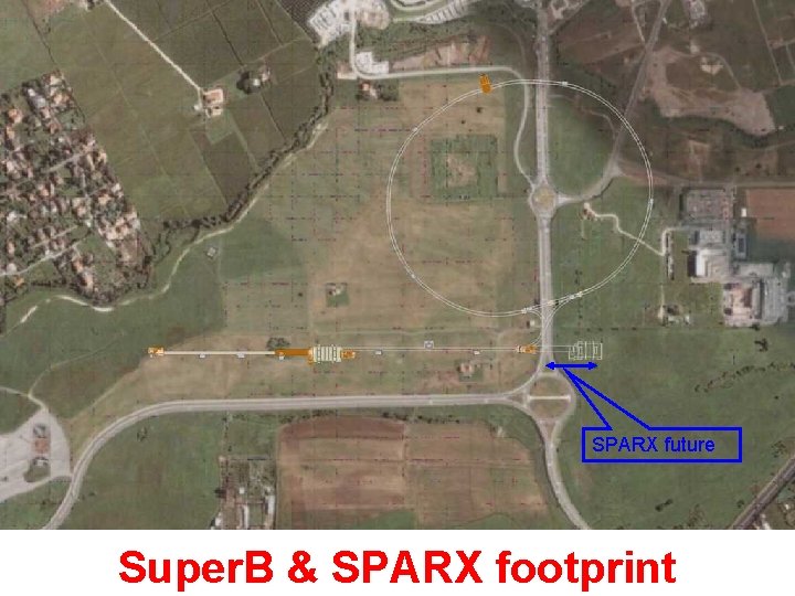 SPARX 1 st stage Super. B LINAC SPARX future Super. B & SPARX footprint