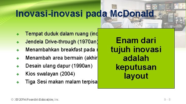 Inovasi-inovasi pada Mc. Donald v Tempat duduk dalam ruang (indoor) (1950 an) v Jendela