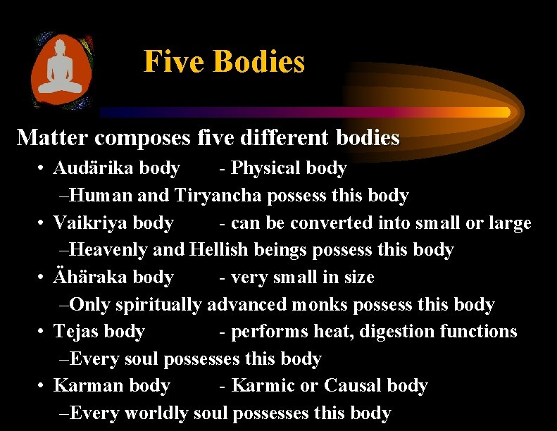 Five Bodies Matter composes five different bodies • Audärika body - Physical body –Human