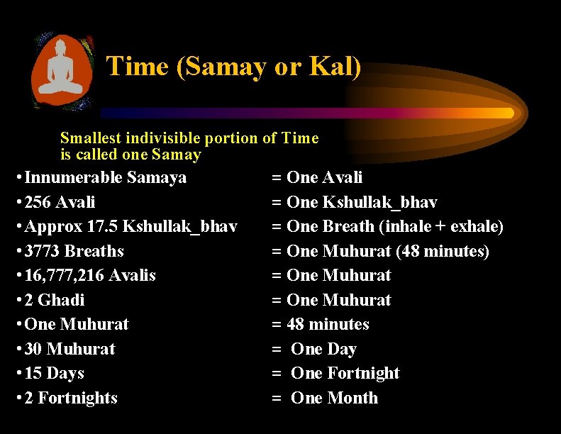 Time (Samay or Kal) Smallest indivisible portion of Time is called one Samay •