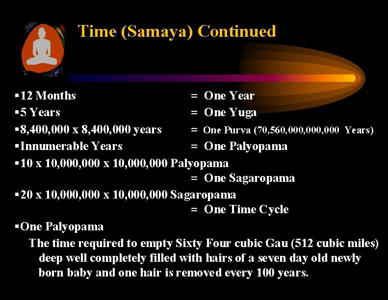 Time (Samaya) Continued § 12 Months = One Year § 5 Years = One