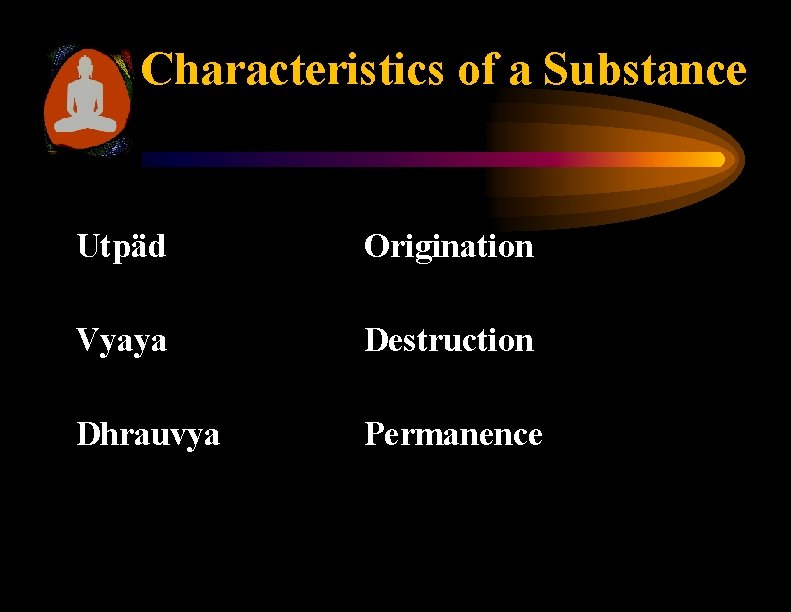 Characteristics of a Substance Utpäd Origination Vyaya Destruction Dhrauvya Permanence 