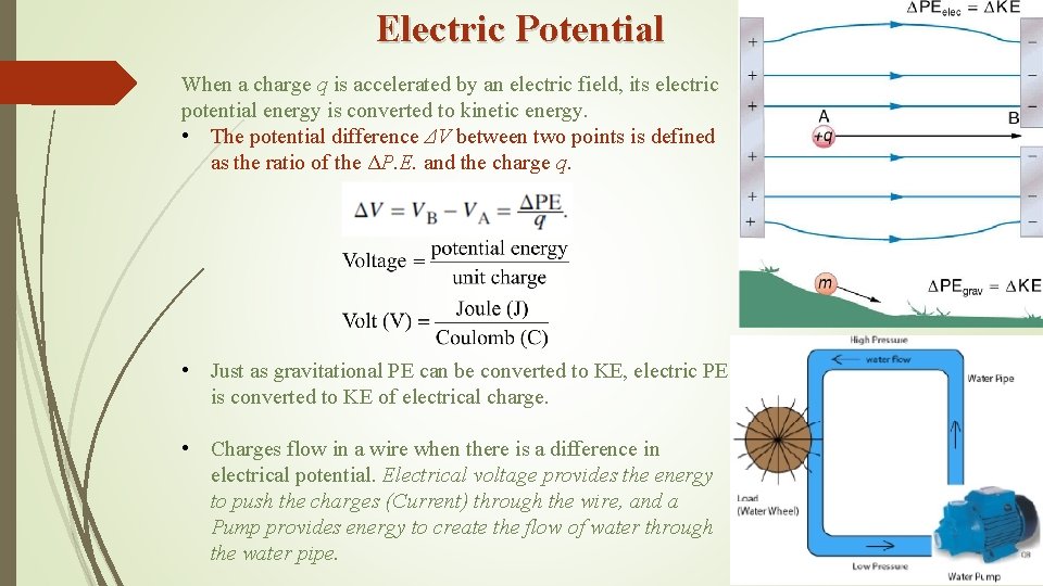 Electric Potential When a charge q is accelerated by an electric field, its electric