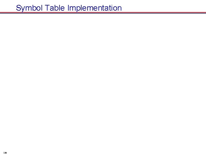Symbol Table Implementation 10 