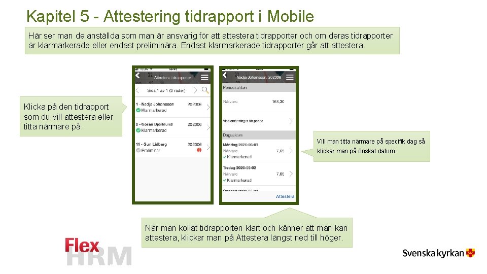 Kapitel 5 - Attestering tidrapport i Mobile Här ser man de anställda som man