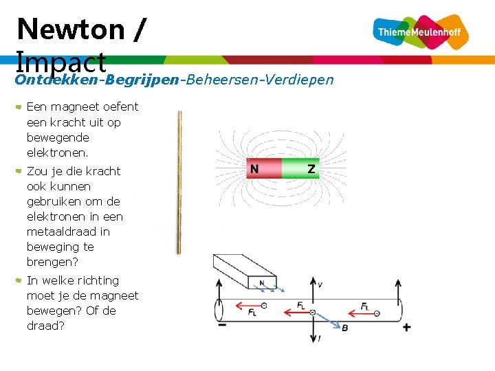 Newton / Impact Ontdekken-Begrijpen-Beheersen-Verdiepen Een magneet oefent een kracht uit op bewegende elektronen. Zou