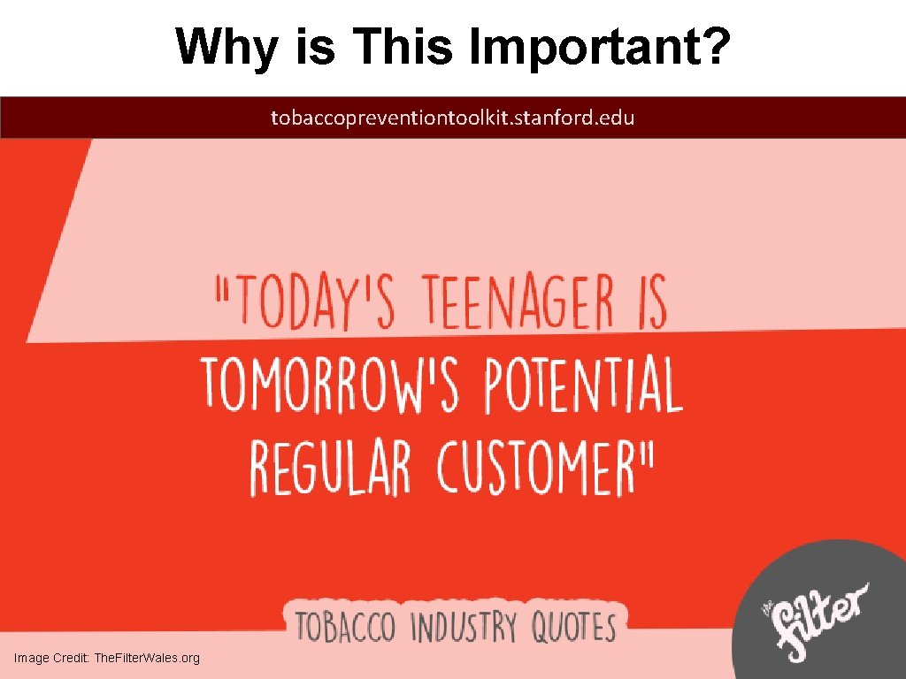 Why is This Important? tobaccopreventiontoolkit. stanford. edu Image Credit: The. Filter. Wales. org 