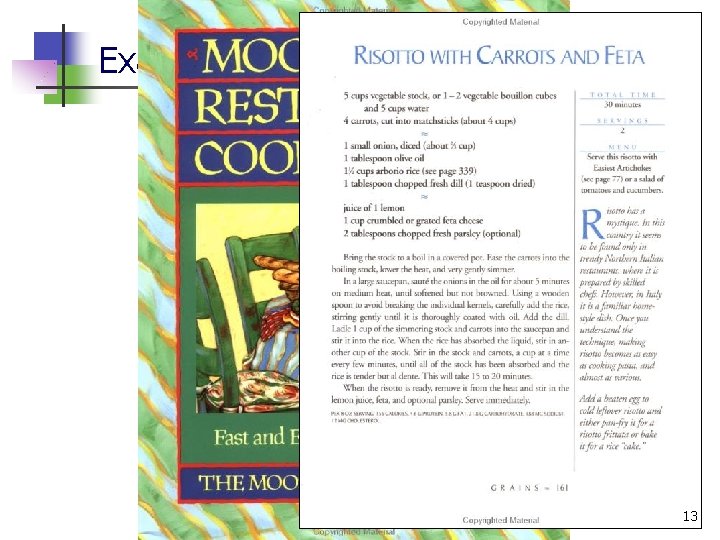 Example algorithm: Recipes 13 Example algorithm: Recipes 13