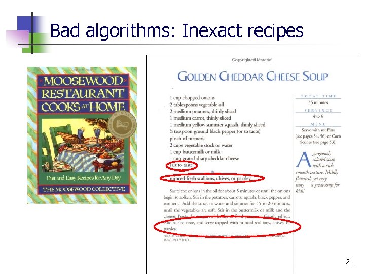 Bad algorithms: Inexact recipes 21 Bad algorithms: Inexact recipes 21