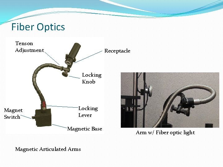 Fiber Optics Tenson Adjustment Receptacle Locking Knob Magnet Switch Locking Lever Magnetic Base Magnetic