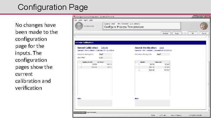 Configuration Page No changes have been made to the configuration page for the inputs.