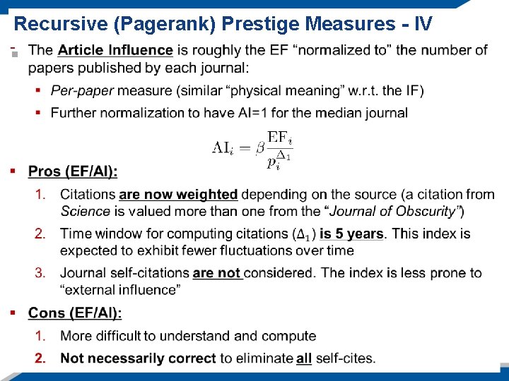 Recursive (Pagerank) Prestige Measures - IV 43 06 -Jun-21 