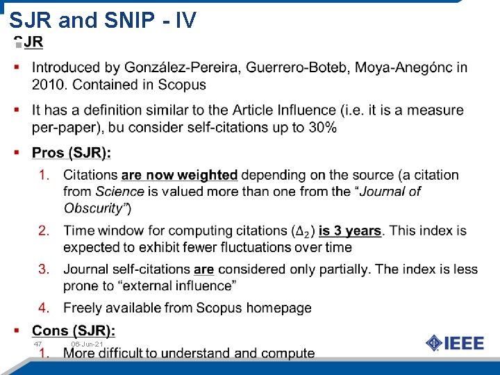 SJR and SNIP - IV 47 06 -Jun-21 