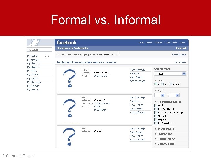 Formal vs. Informal © Gabriele Piccoli 