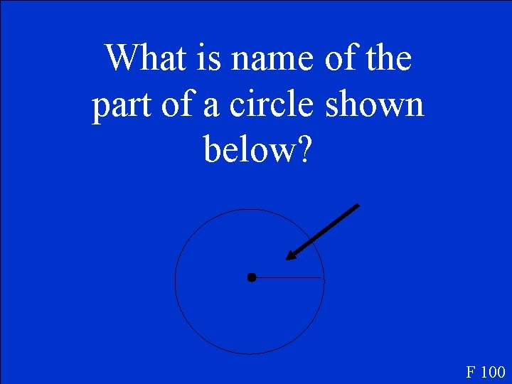 What is name of the part of a circle shown below? F 100 