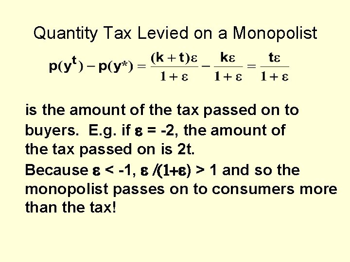 Quantity Tax Levied on a Monopolist is the amount of the tax passed on