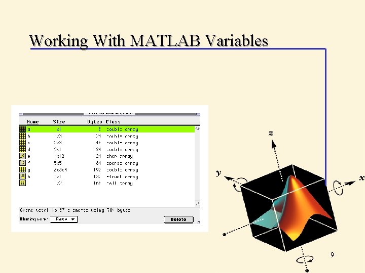 Working With MATLAB Variables 9 