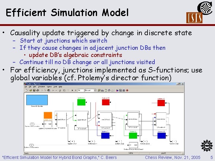 Efficient Simulation Model • Causality update triggered by change in discrete state – Start Efficient Simulation Model • Causality update triggered by change in discrete state – Start