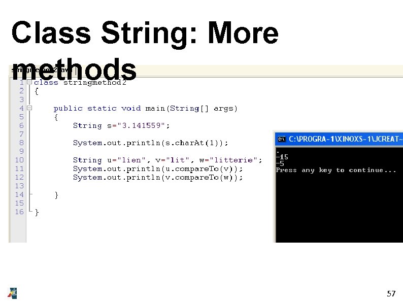 Class String: More methods 57 