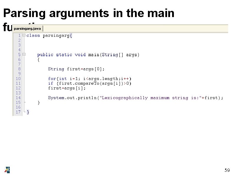 Parsing arguments in the main function 59 