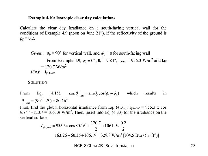 HCB-3 Chap 4 B: Solar Irradiation 23 