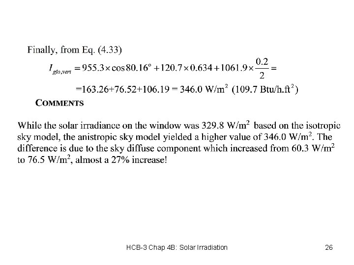 HCB-3 Chap 4 B: Solar Irradiation 26 