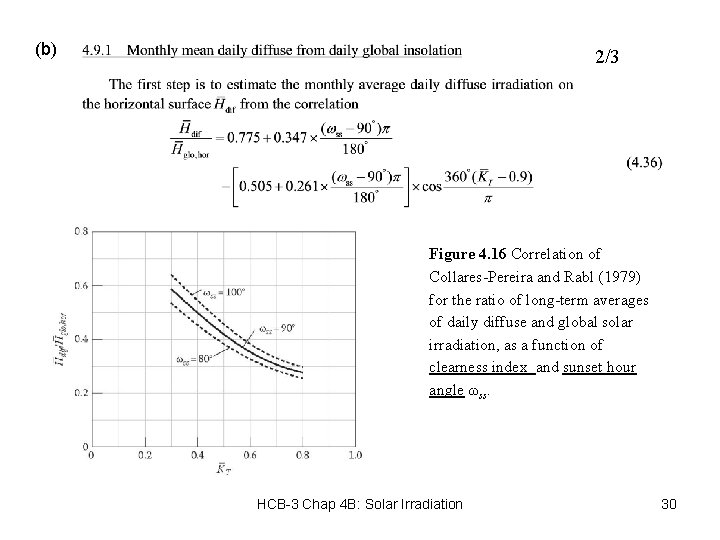 (b) 2/3 Figure 4. 16 Correlation of Collares-Pereira and Rabl (1979) for the ratio
