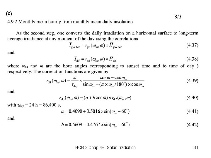 (c) 3/3 HCB-3 Chap 4 B: Solar Irradiation 31 