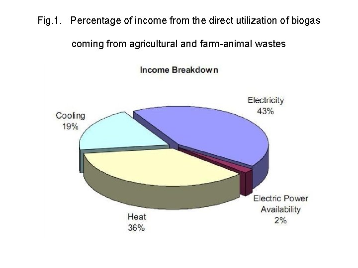 Fig. 1. Percentage of income from the direct utilization of biogas coming from agricultural
