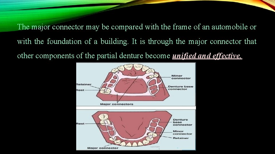 The major connector may be compared with the frame of an automobile or with