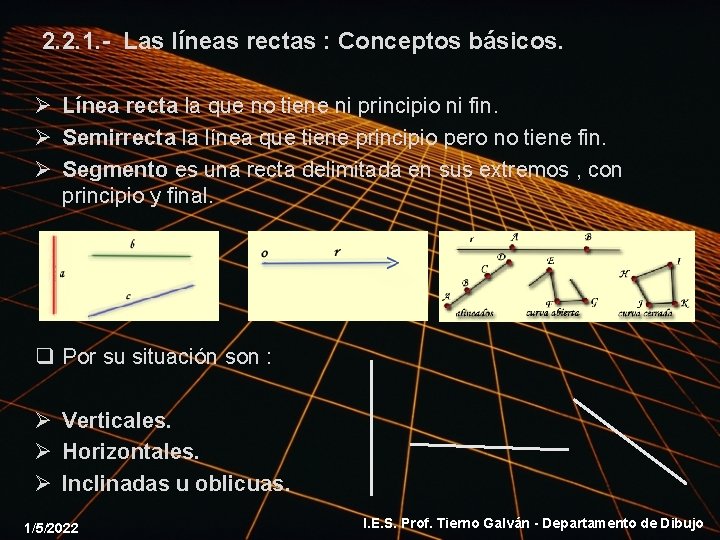 2. 2. 1. - Las líneas rectas : Conceptos básicos. Ø Línea recta la