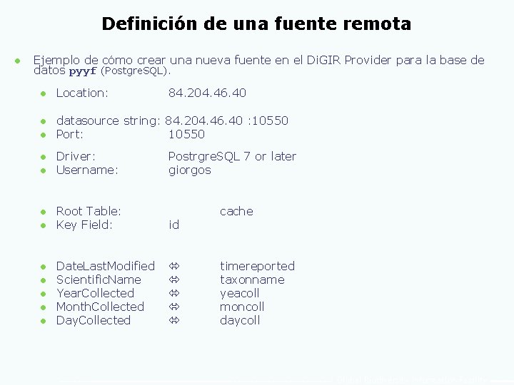 Definición de una fuente remota l Ejemplo de cómo crear una nueva fuente en