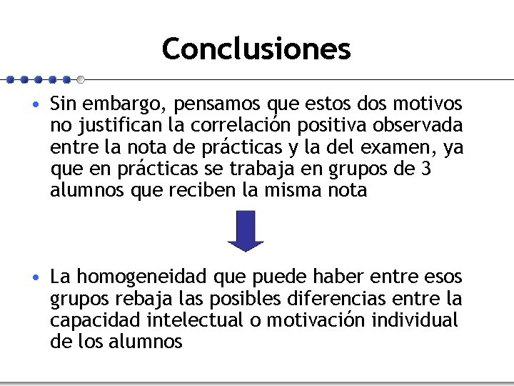 Conclusiones • Sin embargo, pensamos que estos dos motivos no justifican la correlación positiva