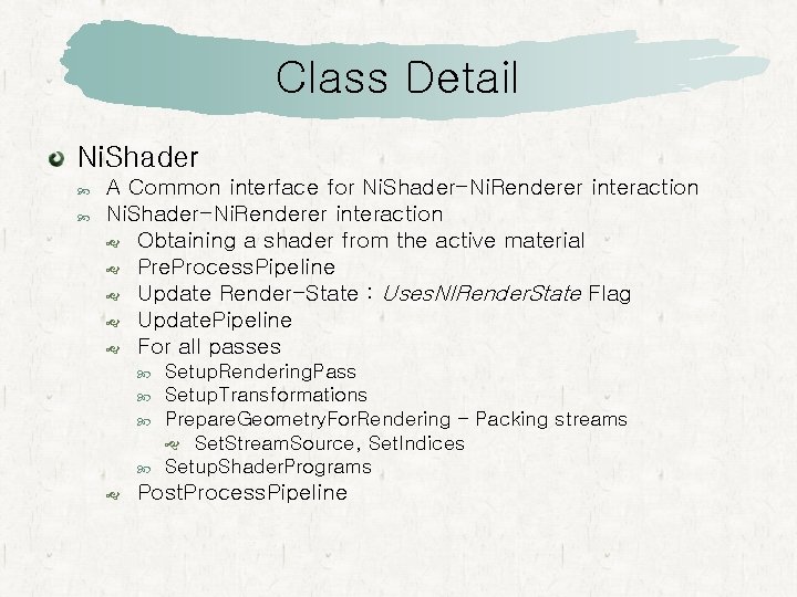 Class Detail Ni. Shader A Common interface for Ni. Shader-Ni. Renderer interaction Obtaining a Class Detail Ni. Shader A Common interface for Ni. Shader-Ni. Renderer interaction Obtaining a