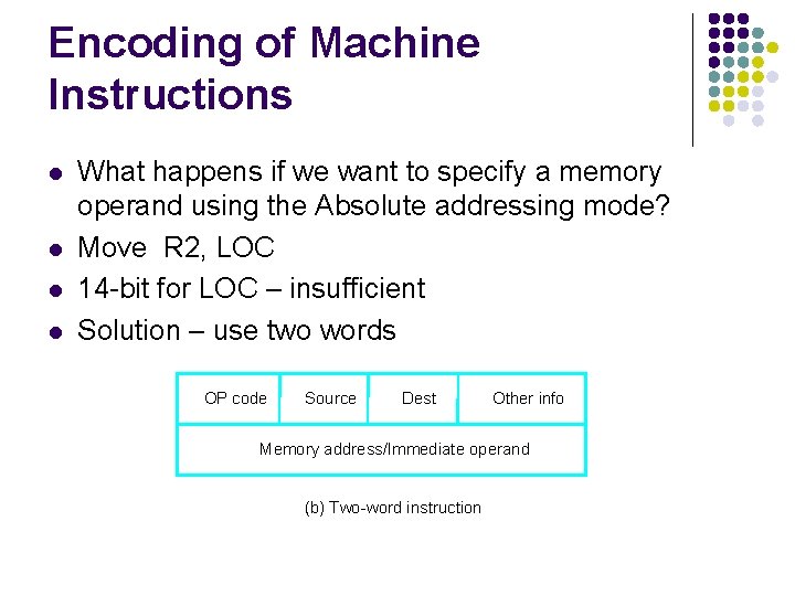 Encoding of Machine Instructions l l What happens if we want to specify a