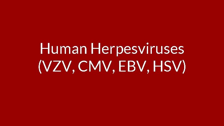 Human Herpesviruses (VZV, CMV, EBV, HSV) 