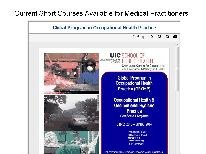 Current Short Courses Available for Medical Practitioners 