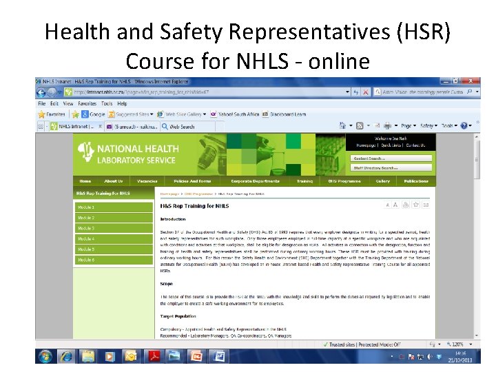 Health and Safety Representatives (HSR) Course for NHLS - online 