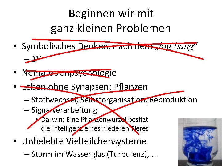 Beginnen wir mit ganz kleinen Problemen • Symbolisches Denken, nach dem „big bang“ –