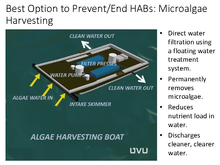 Best Option to Prevent/End HABs: Microalgae Harvesting Patent pending designs and proprietary processes •