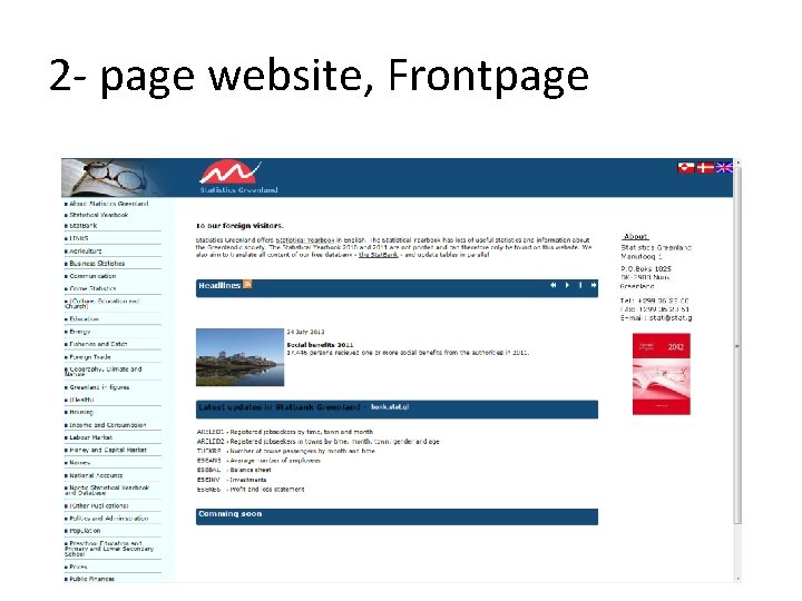 2 - page website, Frontpage 