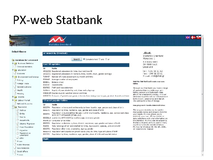 PX-web Statbank 