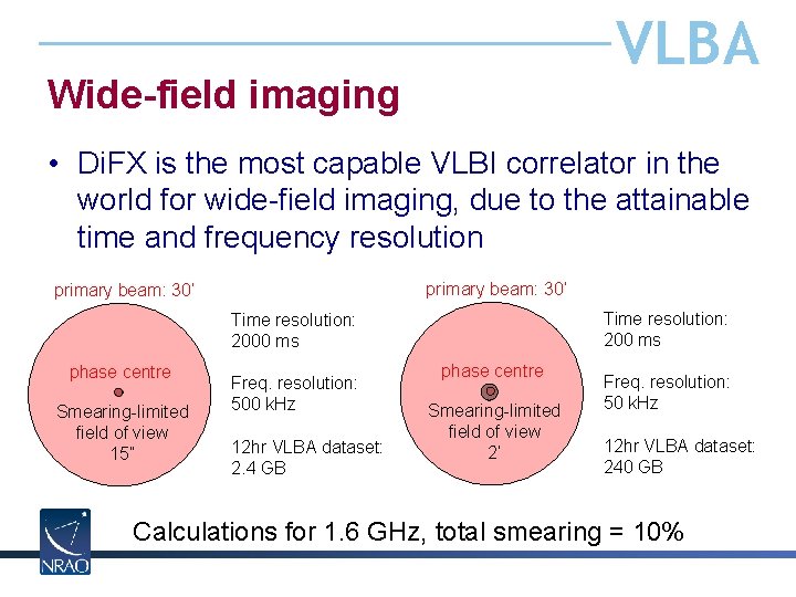 VLBA Wide-field imaging • Di. FX is the most capable VLBI correlator in the