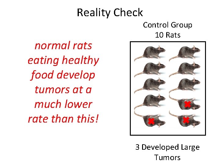 Reality Check normal rats eating healthy food develop tumors at a much lower rate