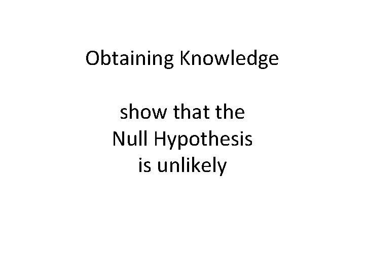 Obtaining Knowledge show that the Null Hypothesis is unlikely 